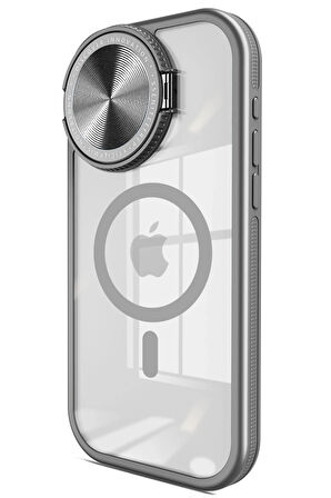 CPT50 iPhone 15 Pro Kılıf Teleskop Lens Magsafe Silikon Kapak - Titan Gri