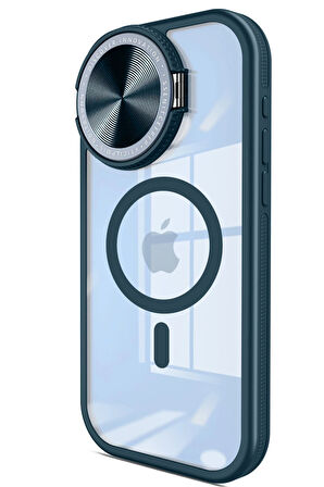 CPT50 iPhone 15 Pro Max Kılıf Teleskop Lens Magsafe Silikon Kapak - Lacivert