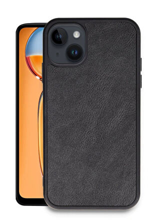 CPT50 iPhone 15 Kılıf Aras Deri Kapak - Siyah