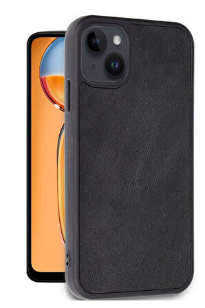 CPT50 iPhone 15 Kılıf Aras Deri Kapak - Siyah