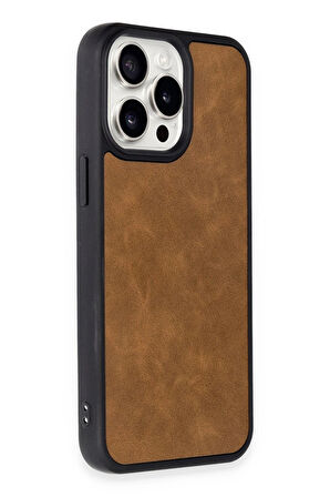CPT50 iPhone 15 Pro Kılıf Aras Deri Kapak - Taba