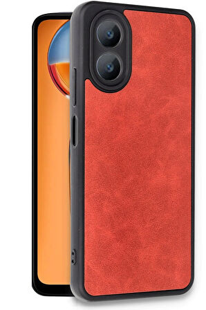 CPT50 Oppo A38 Kılıf Aras Deri Kapak - Kırmızı