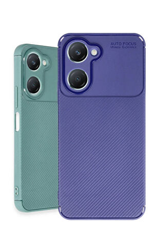 CPT50 Vivo Y18 Kılıf Auto Focus Karbon Kapak - Lacivert