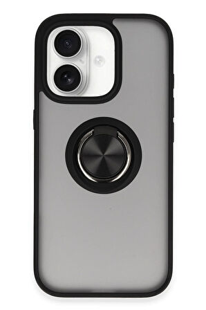 CPT50 iPhone 16 Kılıf Montreal Yüzüklü Silikon Kapak - Siyah
