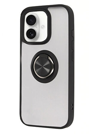 CPT50 iPhone 16 Kılıf Montreal Yüzüklü Silikon Kapak - Siyah