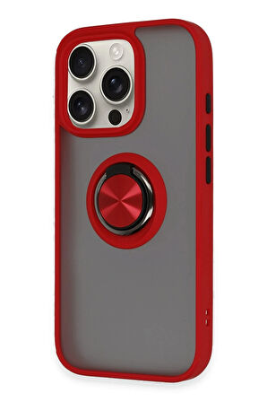 CPT50 iPhone 16 Pro Max Kılıf Montreal Yüzüklü Silikon Kapak - Kırmızı