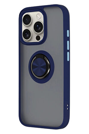 CPT50 iPhone 16 Pro Max Kılıf Montreal Yüzüklü Silikon Kapak - Lacivert