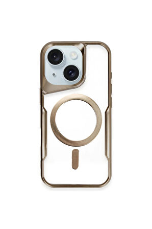 CPT50 iPhone 15 Kılıf Boyi Magsafe Silikon Kapak - Kahverengi