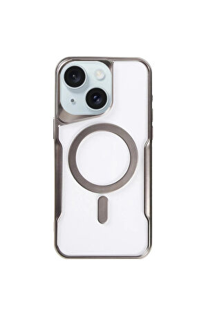 CPT50 iPhone 15 Plus Kılıf Boyi Magsafe Silikon Kapak - Titan Gri