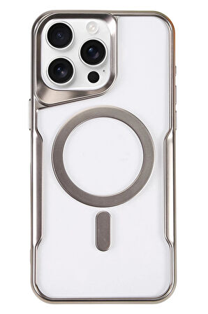CPT50 iPhone 16 Pro Max Kılıf Boyi Magsafe Silikon Kapak - Gümüş