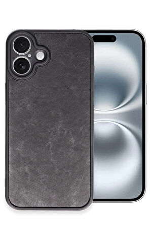 CPT50 iPhone 16 Plus Kılıf Aras Deri Kapak - Siyah