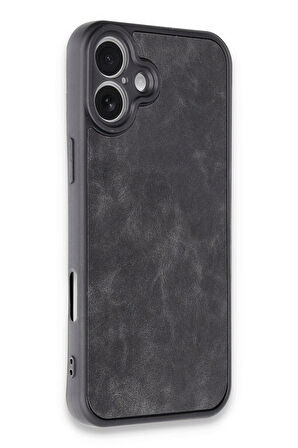 CPT50 iPhone 16 Plus Kılıf Aras Deri Kapak - Siyah