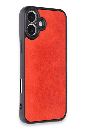 CPT50 iPhone 16 Plus Kılıf Aras Deri Kapak - Kırmızı