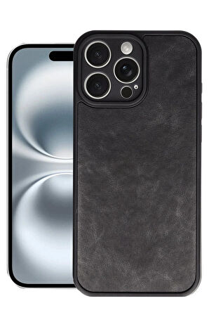 CPT50 iPhone 16 Pro Max Kılıf Aras Deri Kapak - Siyah
