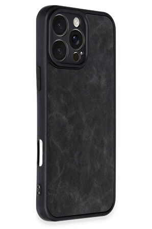 CPT50 iPhone 16 Pro Max Kılıf Aras Deri Kapak - Siyah