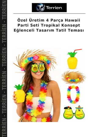 Özel Üretim 4 Parça Hawaii Parti Seti Tropikal Konsept Eğlenceli Tasarım Tatil Teması