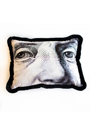 Benjamin Franklin Kadife Yastık - (DOLGU BONCUK ELYAF, ULUSLARARASI YIKAMA VE SOLMAMA SERTİFİKASI)