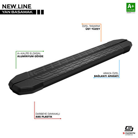 S-Dizayn Chery Tiggo8 Pro NewLine Siyah Yan Basamak 183 Cm 2022 Üzeri