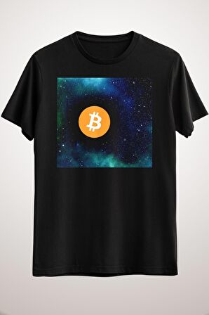 Unisex Siyah Bitcoin Black Hole Image Abstract Cryptocurrency Long Sleeve T-shirt