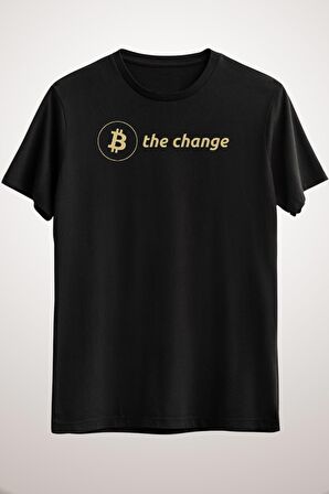 Unisex Siyah Bitcoin Change Classic T-shirt