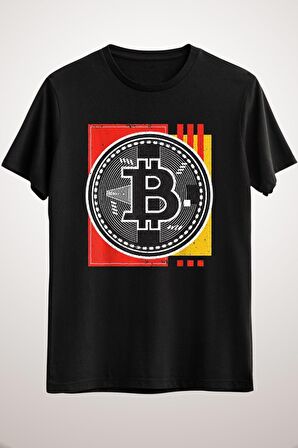 Unisex Siyah Bitcoin Cryptocurrency Retro Long Sleeve T-shirt