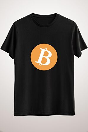 Unisex Siyah Bitcoin Desing Classic T-shirt