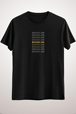 Unisex Siyah Bitcoin Life Classic T-shirt