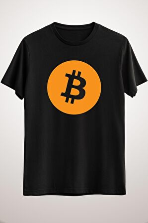 Unisex Siyah Bitcoin Logo Big Classic T-shirt