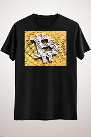 Unisex Siyah Bitcoin Long T-shirt