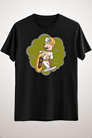 Unisex Siyah Bitcoin Mining Essential T-shirt