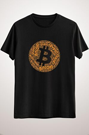 Unisex Siyah Bitcoin Revolution Block Chain Crypto Word Essential T-shirt