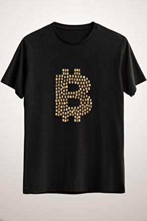 Unisex Siyah Bitcoin Silhouette Classic T-shirt