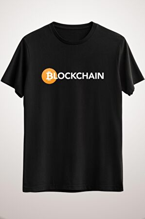 Unisex Siyah Blockchain Bitcoin Classic T-shirt