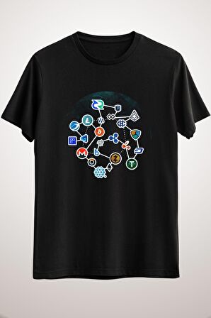 Unisex Siyah Blockchain Cryptocurrencies Classic T-shirt