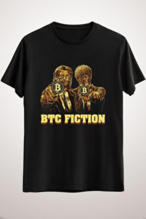 Unisex Siyah Btc Fiction Classic T-shirt