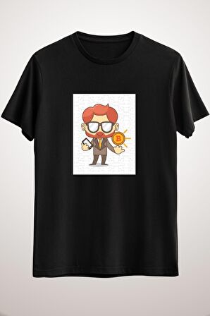 Unisex Siyah Businessman With Bitcoin And Cellphone T-shirt Classic T-shirt