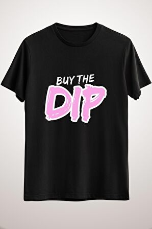 Unisex Siyah Buy The Dip Pink Print Essential T-shirt