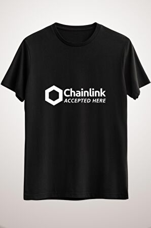 Unisex Siyah Chainlink (lınk) Accepted Here Cryptocurrency Classic T-shirt