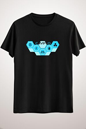 Unisex Siyah Cryptocurrency Long T-shirt