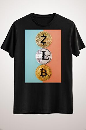 Unisex Siyah Cryptocurrency Classic T-shirt