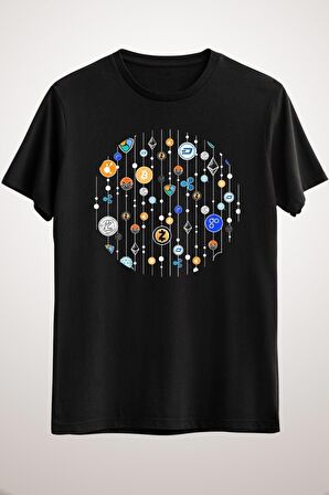 Unisex Siyah Cryptocurrency T-shirt. Ethereum Bitcoin Litecoin Classic T-shirt