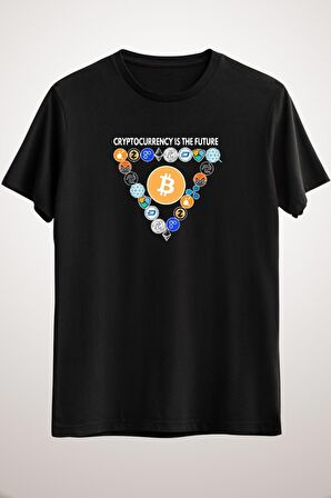 Unisex Siyah Digital Currencies In Triangle T-shirt. Bitcoin Classic T-shirt