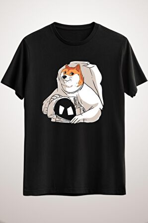 Unisex Siyah Dogecoin To The Moon Hodl Cryptocurrency Astronaut Essential T-shirt