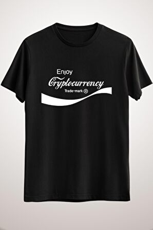 Unisex Siyah Enjoy Cryptocurrency Classic T-shirt
