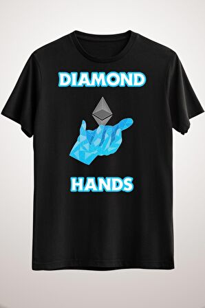 Unisex Siyah Ethereum Diamond Hands Classic T-shirt