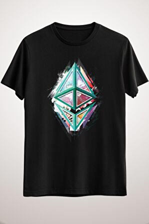 Unisex Siyah Ethereum Logo Abstract 01 Essential T-shirt