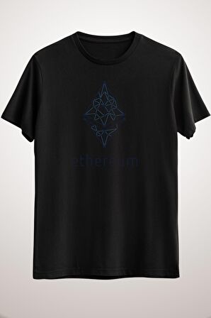 Unisex Siyah Ethereum Technology Classic T-shirt