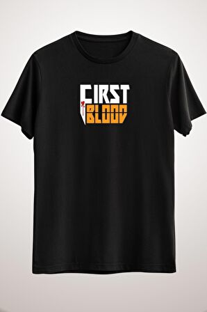 Unisex Siyah First Blood Premium T-shirt
