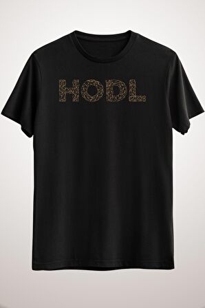 Unisex Siyah Hodl Bitcoin Cryptocurrency Text Design Classic T-shirt