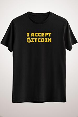 Unisex Siyah I Accept Bitcoin Cryptocurrency Mining Classic T-shirt
